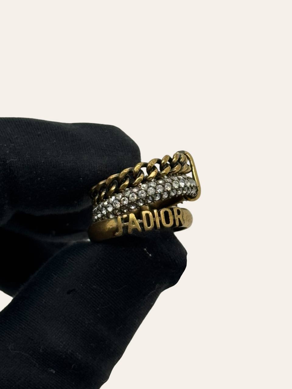 Dior Triple Jadior Rhinestone Pearl Ring, photo 3