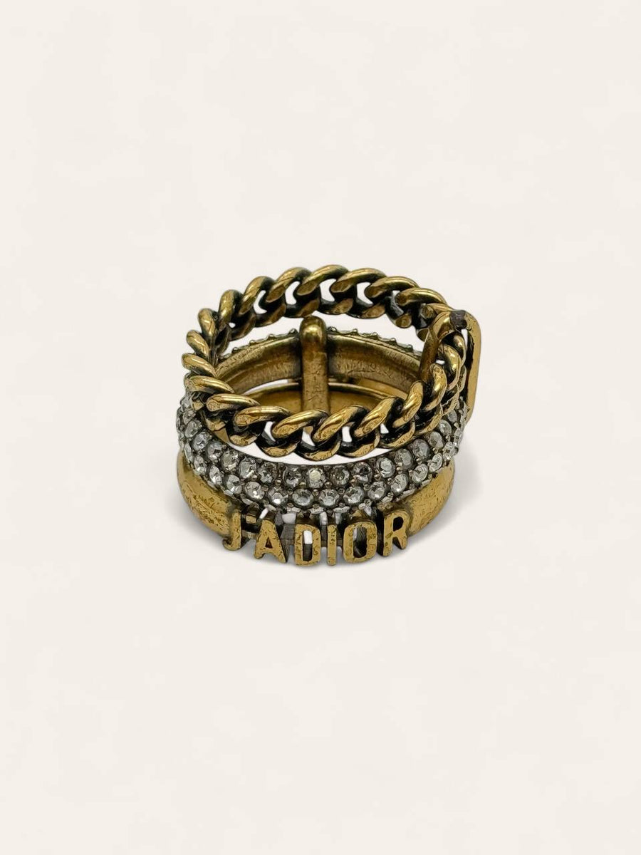 Dior Triple Jadior Rhinestone Pearl Ring, photo 1