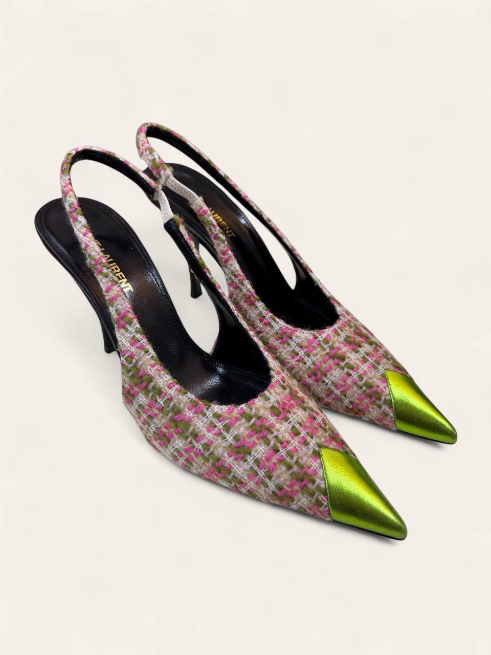 Saint Laurent Vesper Tweed Slingback Heels Size 37.5, photo 1