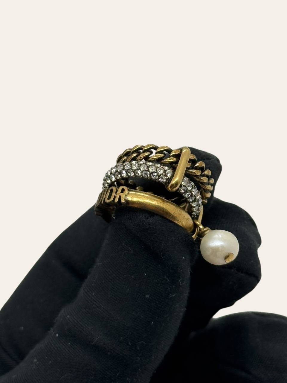Dior Triple Jadior Rhinestone Pearl Ring, photo 4