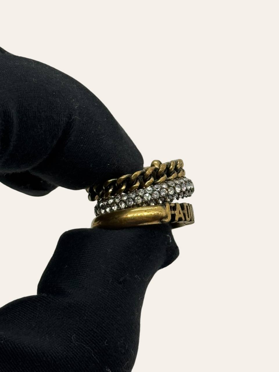 Dior Triple Jadior Rhinestone Pearl Ring, photo 5