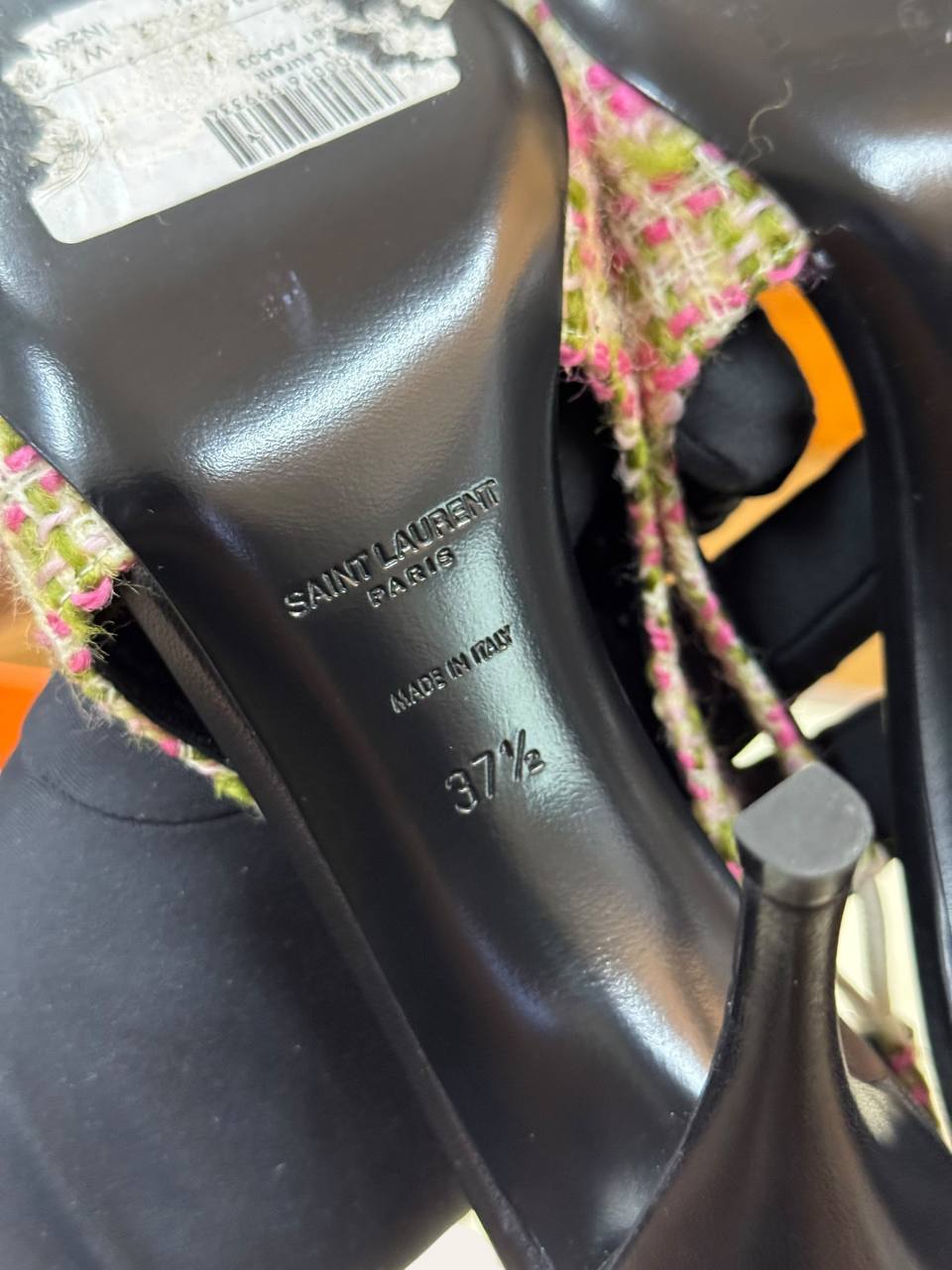Saint Laurent Vesper Tweed Slingback Heels Size 37.5, photo 8